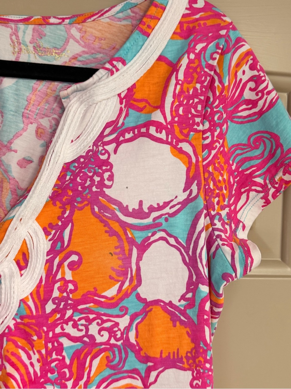 Lilly Pulitzer Women’s Size Large Floral Shift Dress - Pink, Orange & Aqua - Picture 8 of 8